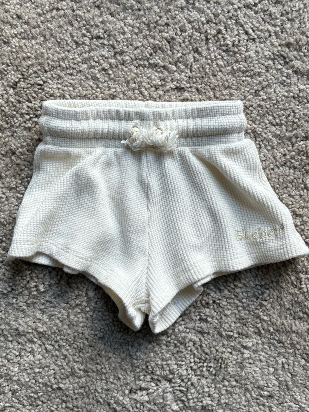 Blueberri Baby White Bamboo Cotton Blend Waffle Knit Shorts Made in Canada